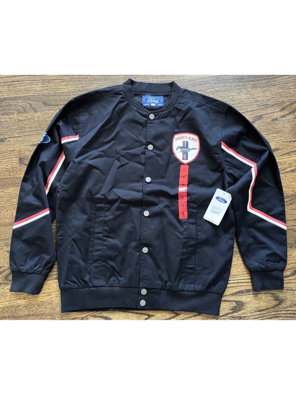 Ford Mustang Road Trip Snap Button Bomber Racing Canvas Jacket Men’s Small NWT